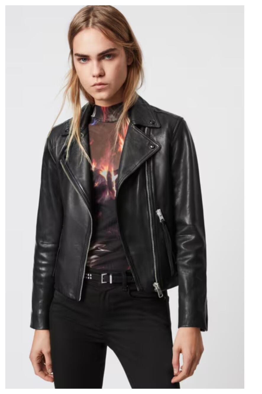 NEW AllSaints Dalby Leather Biker Jacket Size US/4